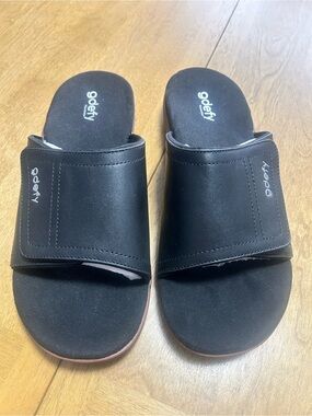 GDEFY Black Slide Sandals with Wide Strap